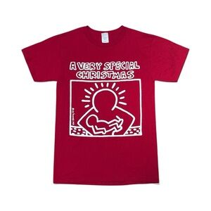 NEW Keith‎ Haring A Very Special Christmas Red Graphic T-Shirt Unisex Pop Art